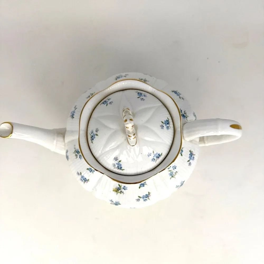 Royal Albert Blue Heaven Teapot Bone China Blue Floral Gold Trim 2 Trays Vintage